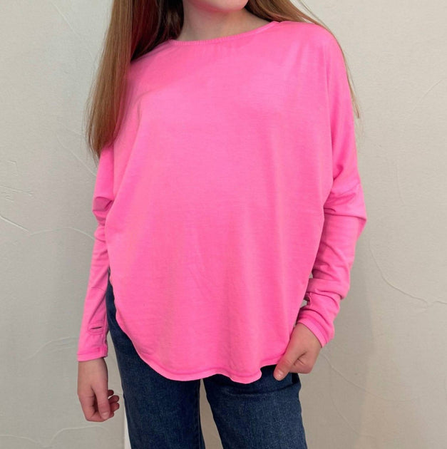 t2love Girl's Open-Back Long Sleeve Tee Pink US 12 2