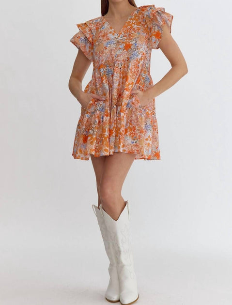 entro Ruffle Sleeves And Pockets Floral Mini Dress multi Medium 2