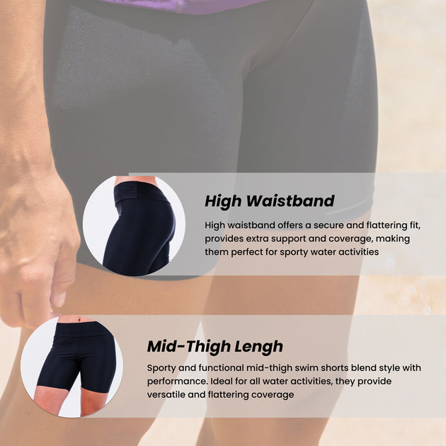 Calypsa Mid-Thigh Swim Shorts Black 3X 4