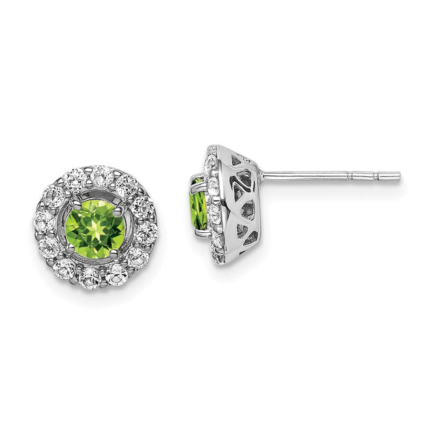Diamond2Deal Sterling Silver Round Stud Earrings Green 2