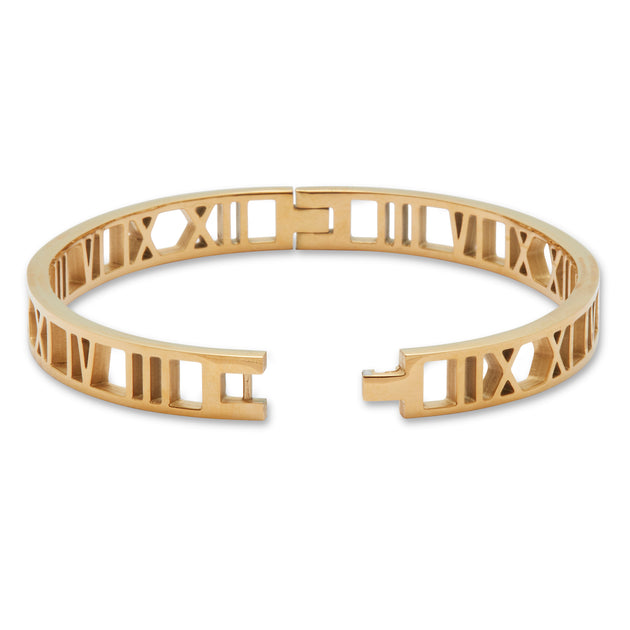 Palm Roman Numeral Bangle Bracelet Silver One Size 3