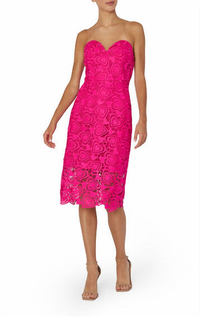 Milly Lucia Heart Lace Dress Pink US 2 3