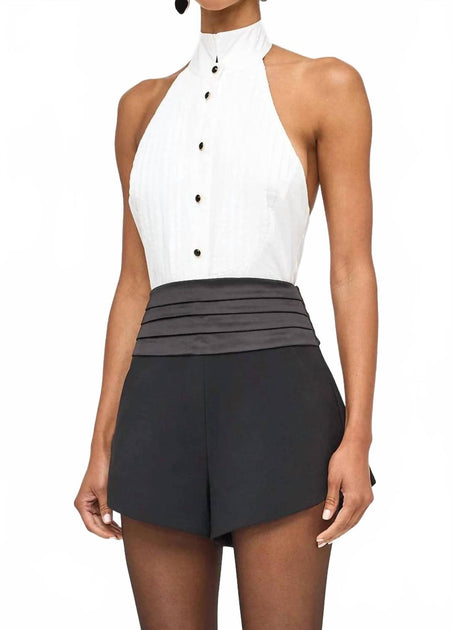 RONNY KOBO Delilah Halter Bodysuit White Large 2