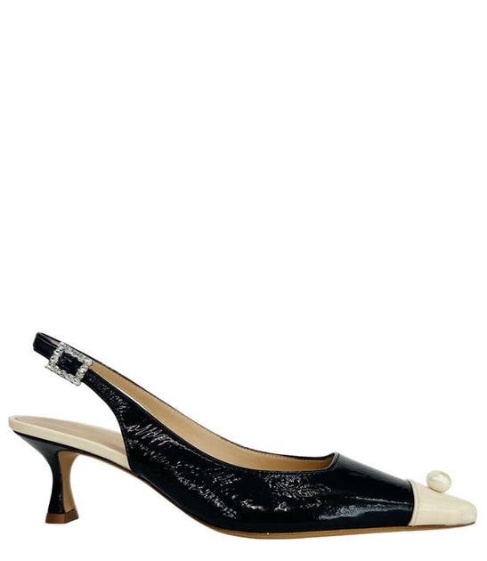 Madison Maison Slingback Kitten Heel Pearl Black EU 40 4