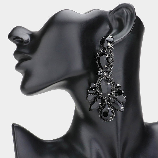 FASHNZFAB Crystal Rhinestone Pave Drop Earrings Multi 6