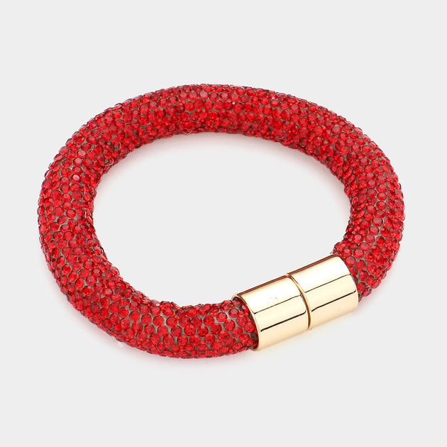 FASHNZFAB Bling Magnetic Bracelet Red One Size 3