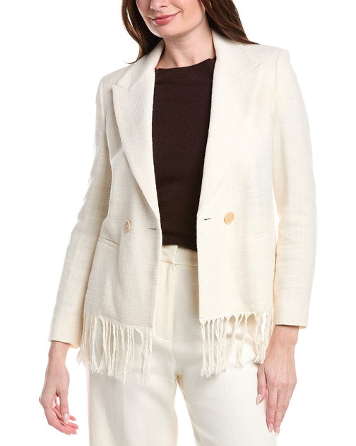 Peserico Tweed Fringe Jacket Beige EU 44 2
