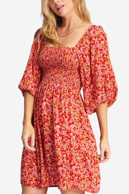 Billabong Paradise Days Mini Dress Red Small 4