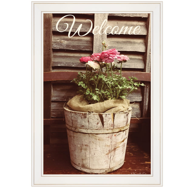 Hivvago Welcome Roses 1 Framed Print White 3