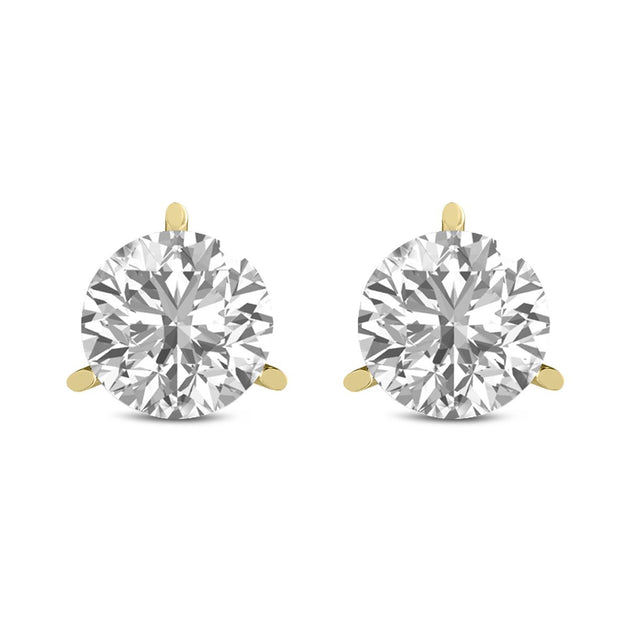 Diana M Lab 1.50ct TW 3prong Martini Studs Earring Silver 3