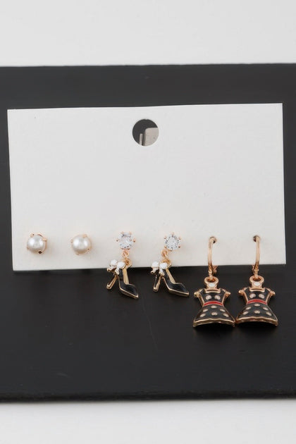 FASHNZFAB Multi Fashion Earrings Set Gold One Size 3
