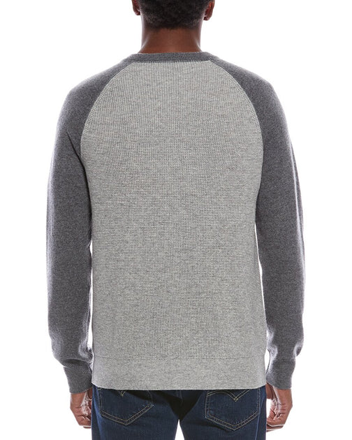 Kier+J Raglan Colorblocked Wool & Cashmere-Blend Crewneck Sweater Grey Medium 3