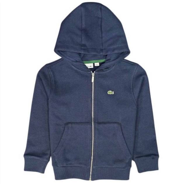 Lacoste Kinder Kapuzenpullover mit Kängurutasche und Reißverschluss Blau US 2 2