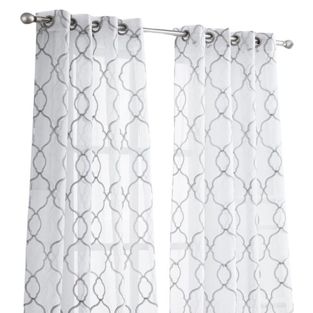 Hivvago 84" Silbernes Spaltpattern bestickter Vorhangpaneel 4