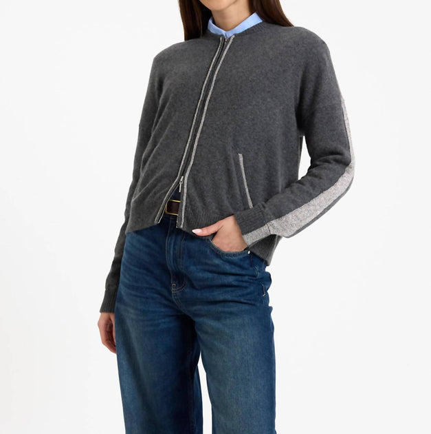 Brodie Cashmere Bomber Jacket Grey Large 4