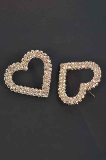 TRUEDAMES Heart Rhinestone Button Earring Silver 5