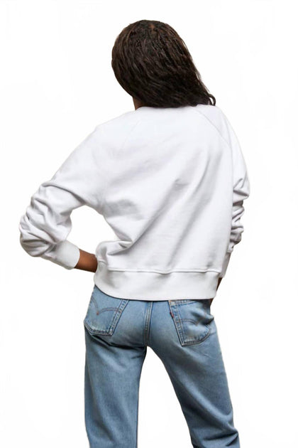 PERFECTWHITETEE Bowen Raglan Button Down Sweatshirt White Large 4