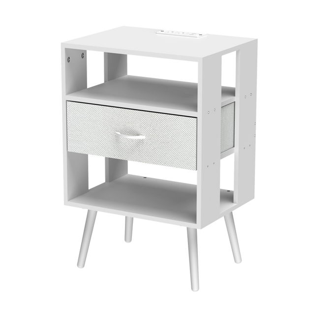 Streamdale Nachttisch mit Ladefunktion, LED & Stoffschubladen 4