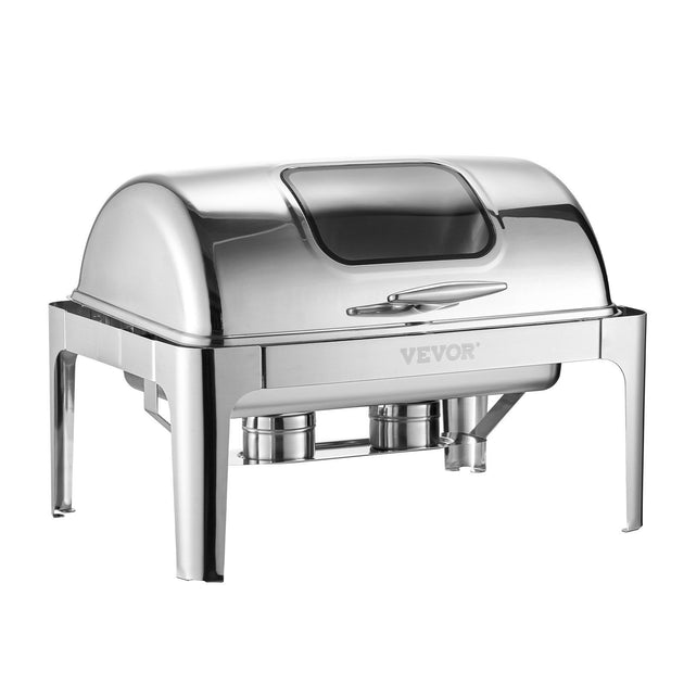 VEVOR 4Qt Rectangle Roll Top Chafing Dish Silver 2