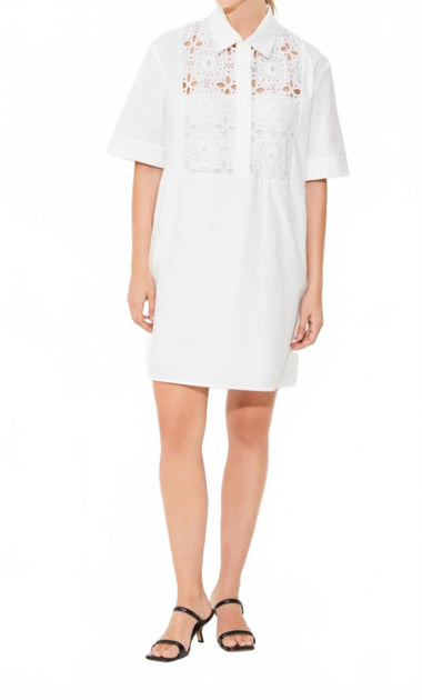Suncoo Cross Button Front Mini Dress White XS 2