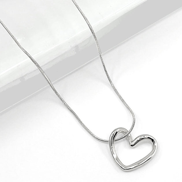 FASHNZFAB Open Heart Pendant Necklace Gold 2