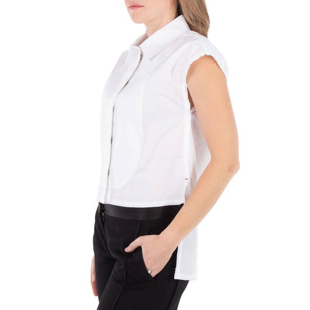 Victoria Beckham Panel-Detail Sleeveless Shirt White US 4 3