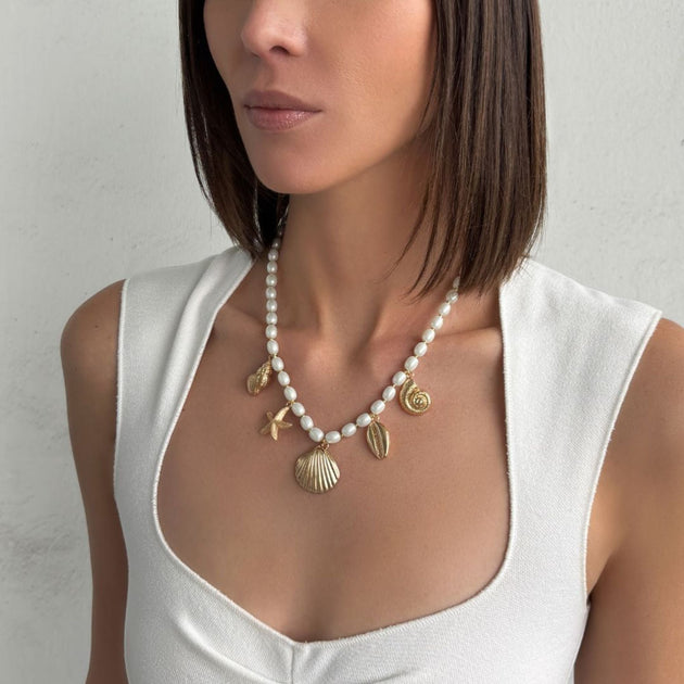 Adornia Pearl Sea Charms Necklace Silver 3