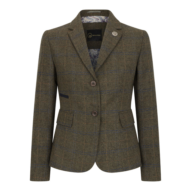 Infinity Women's Tailored Fit Tweed Formal Blazer Navy Blue US 12 2