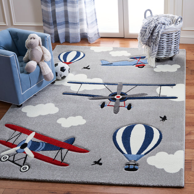 Safavieh Carousel Kids Teppich, Hellgrau / Rot 2