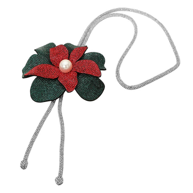 FASHNZFAB Flower Bolo Tie Necklace Green One Size 3