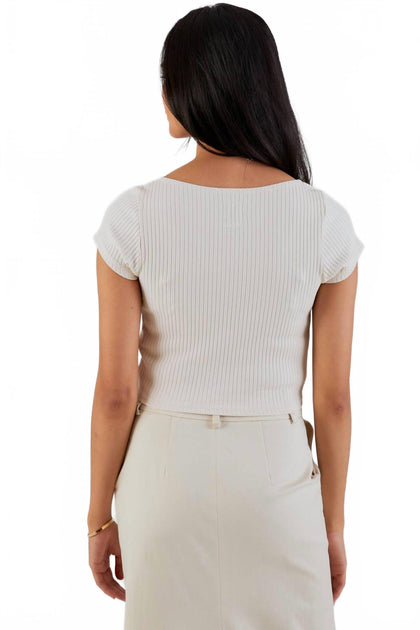NSF Chasse Rib Short Sleeve Ballet Tee Beige XSmall 3