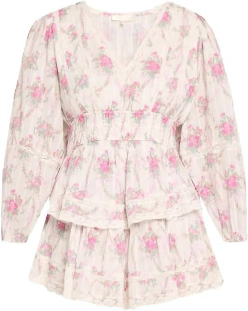 LoveShackFancy Rosamina Rose Picnic Mini Dress Pink Small 4