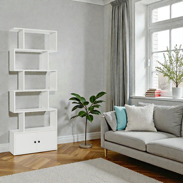 Hivvago 6-Tier Geometric Display Bookcase White 2
