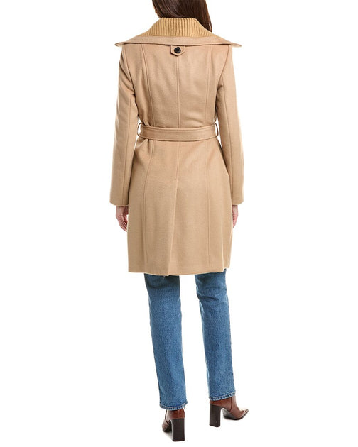 Sam Edelman Asymmetrical Wool-Blend Trench Coat Black Small 3