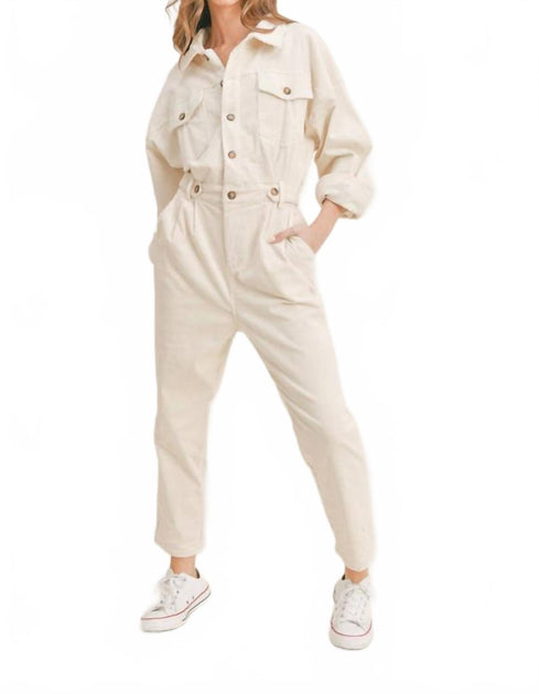 MABLE Utility Jumpsuit Beige Small 2