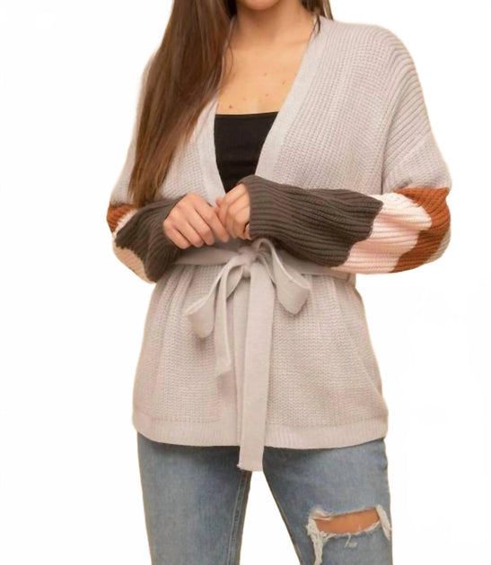 Hem & Thread Colorblock Cardigan Grey Small 2