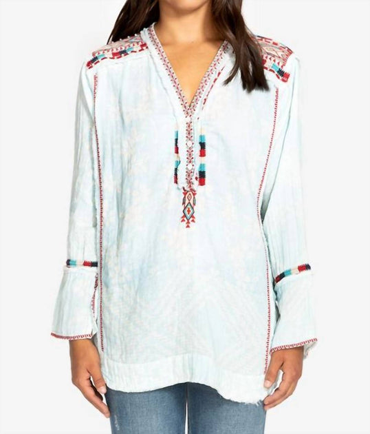 Johnny Was Moby Gauze Blouse Blue Small 2