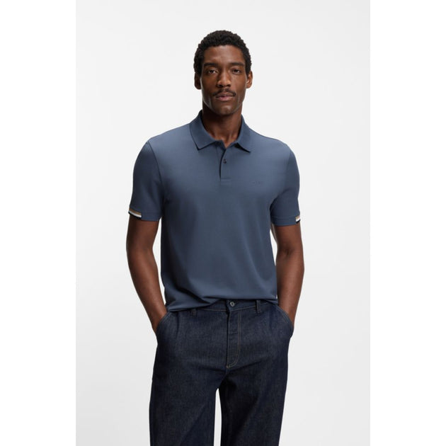 Boss Rubberised-logo Polo Shirt Blue XLarge 4