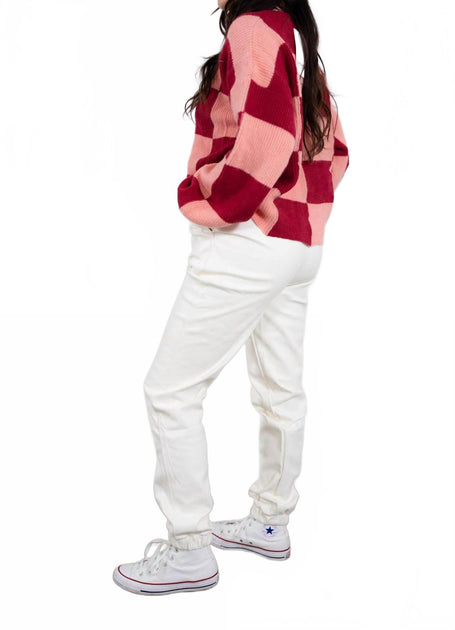 Double Zero Teegan Faux Leather Joggers White Small 3