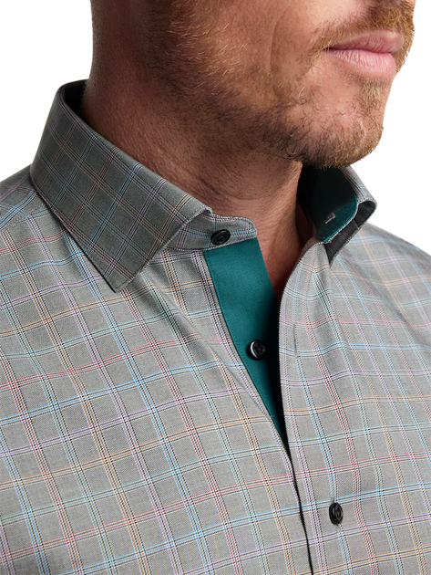 Paul Fredrick Check Dress Shirt Blue US 16.5 35/36 5