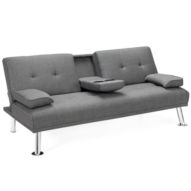 Hivvago Convertible Folding Futon Sofa Bed Light Gray 2