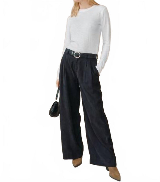 Bella Dahl Double Pleated Wide Leg Pants Blue Small 3