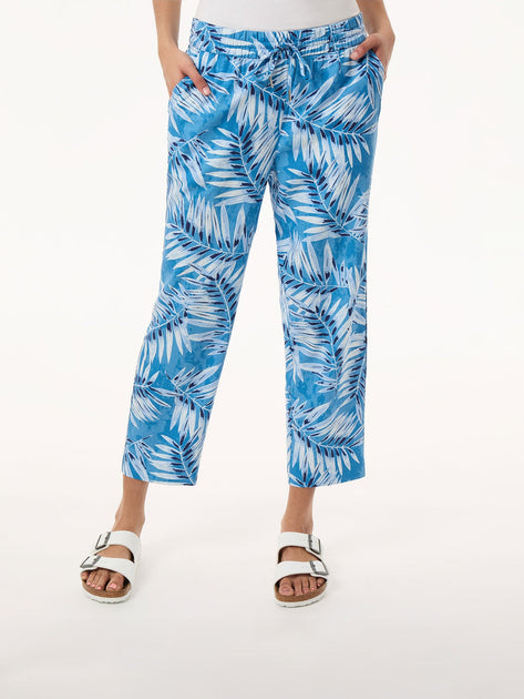 Jones New York Pull On Drawstring Cropped Trouser Blue Medium 2