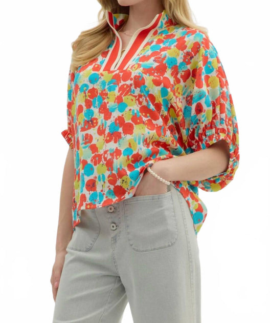 entro Abstract Print Dolman Sleeve Pullover Top Multi Large 3