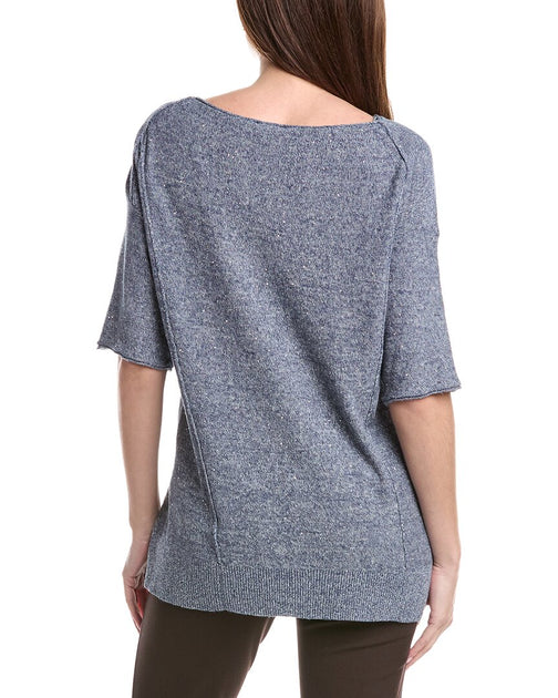 Lafayette 148 New York Pull Décontracté Mélange Lin Gris Medium 3