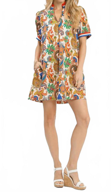 umgee Jacquard Abstract Print Mini Dress Multi Medium 2
