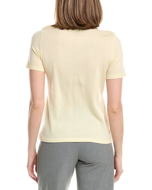 Anne Klein Luxe Merino Wool T-Shirt Whisper Yellow Small 3