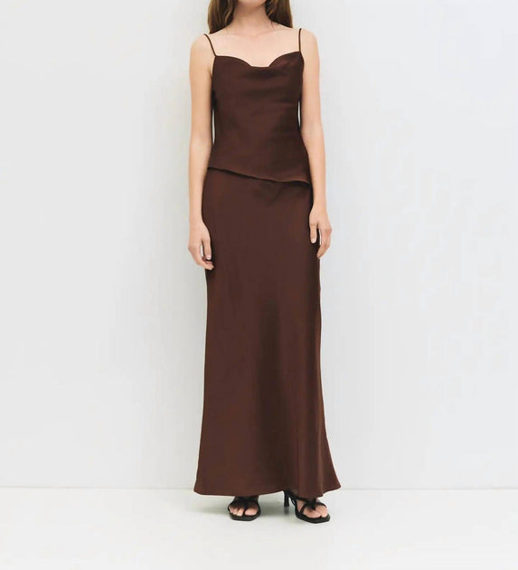 MOD REF Elena Satin Maxi Skirt Brown Large 2
