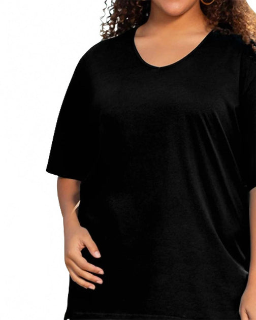 On The Plus Side Jersey V-Neck Tee Black 2X 3