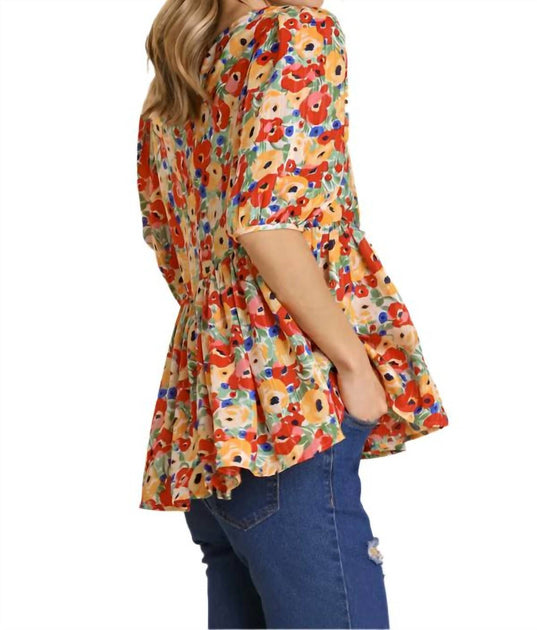 Umgee Short Sleeve Top Multi XL 3